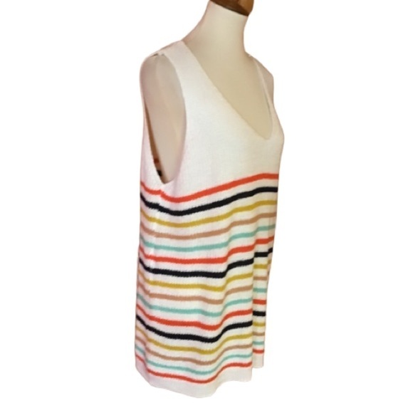 Oversized rainbow striped NWT v neck sweater - Picture 1 of 12